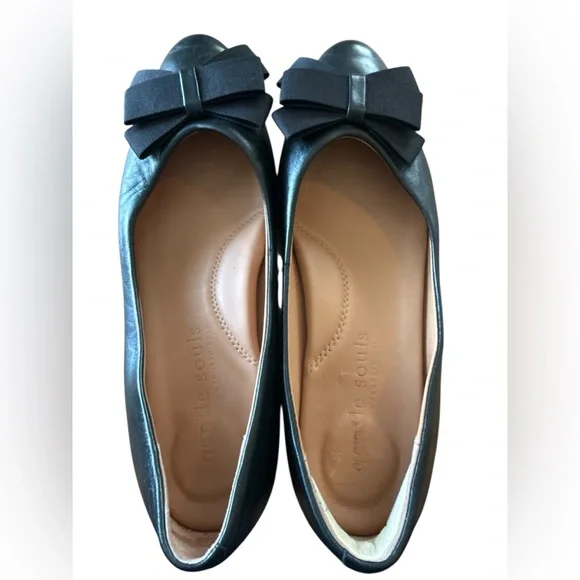 Gentle Souls Black Leather Bow Ballet Flats Size 6.5 - Picture 5 of 9